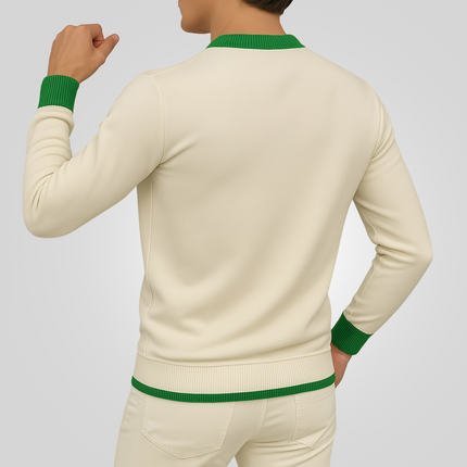 Suéter masculino prémium blanco de punto